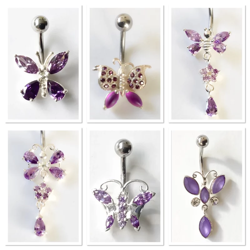 bijou piercing nombril papillon acier argent