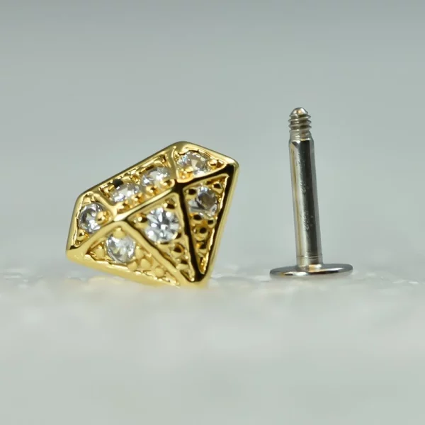 Bijou piercing labret avec motif diamant