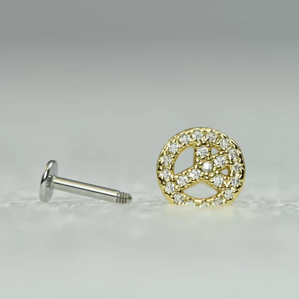 Labret piercing oreille symbole peace&love