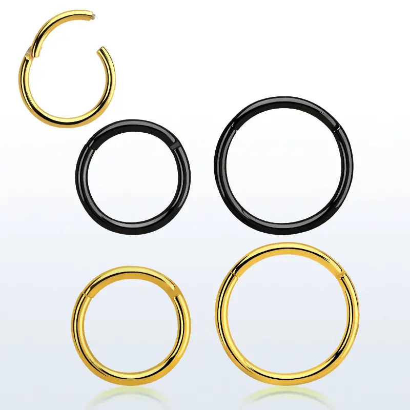 Anneaux piercing clicker doré et noir