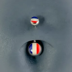 Piercing nombril double drapeau France