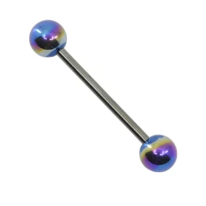 Piercing barre langue titane avec boules couleur caméléon