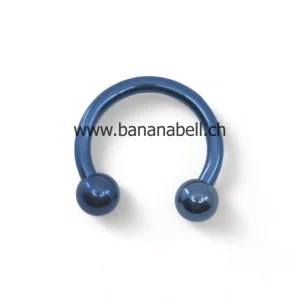 Piercing fer à cheval avec boules en titane bleu