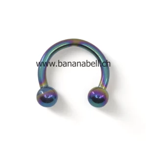 Piercing fer à cheval avec boules en titane bleu