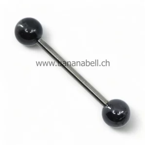 Piercing langue en titane avec boules couleur noir