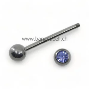 Piercing langue en titane avec strass lavande