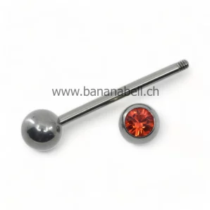 Piercing langue en titane avec strass orange