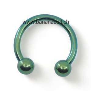 Piercing téton fer à cheval boules titane vert