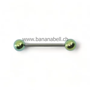 Piercing téton titane vert et argente boules