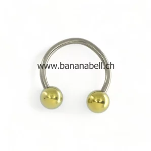 Piercing fer à cheval titane boules doré
